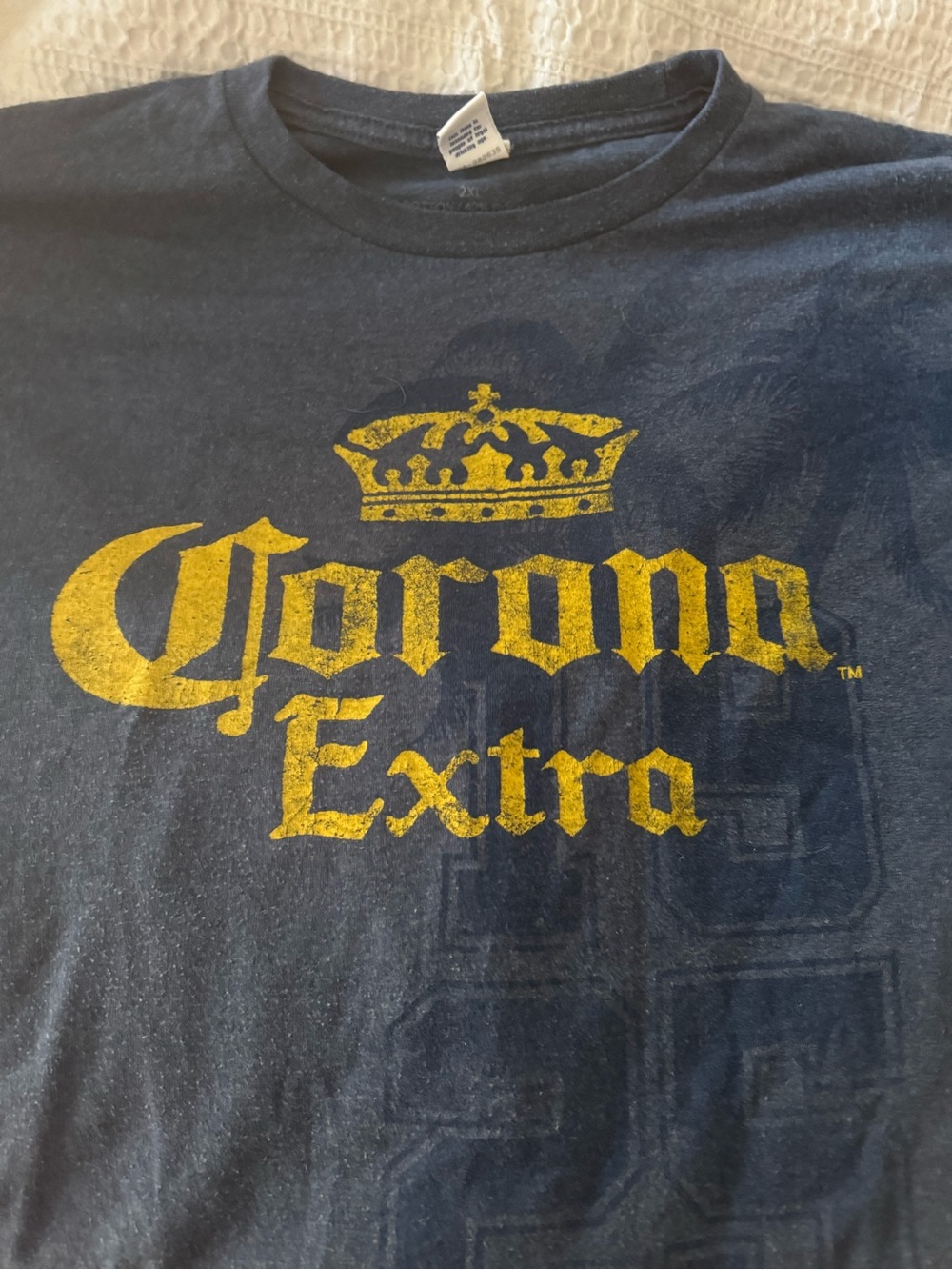 Corona Extra Dark Gray Tee with Yellow Crown Detail
